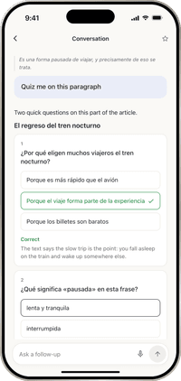 A short quiz on a paragraph of a Spanish article.
